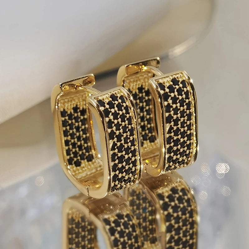 Huitan Women's Colorful CZ Hoop Earrings | Sparkling Fashion Jewelry Hoop Earrings Axl E4164