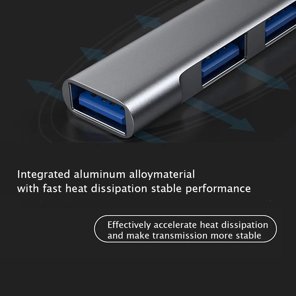 USB-C Hub 4-Port USB 3.0 & 2.0 Aluminum Splitter Adapter USB-C Hub Axl