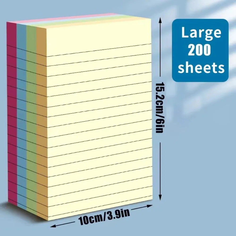 200 Sheets Self-Adhesive Lined Sticky Notes – 4-Color Memo Pad Sticky Notes Memo Pad Axl 15.2-10cm