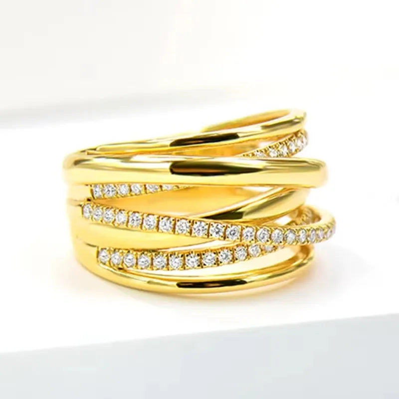 Huitan Gold Cross Ring – Cubic Zirconia Wedding Band Wedding Band Ring Axl T0818 10