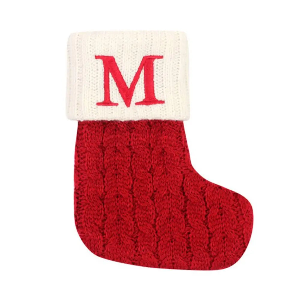 Knitted Christmas Stocking – Alphabet Letter Xmas Décor Gift