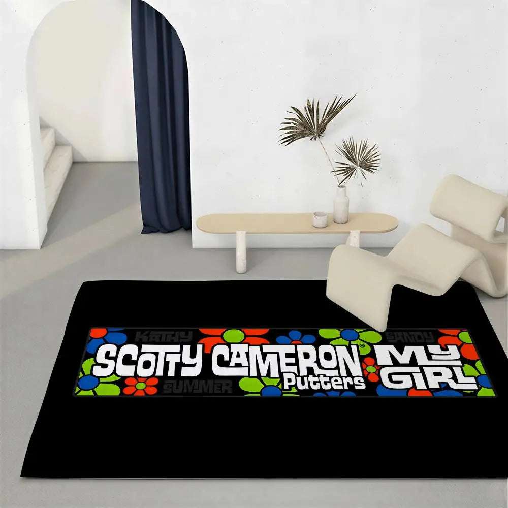 Golf Print Flannel Floor Mat – Non-Slip Soft Indoor Rug Indoor Floor Rug Axl White1 100x160cm