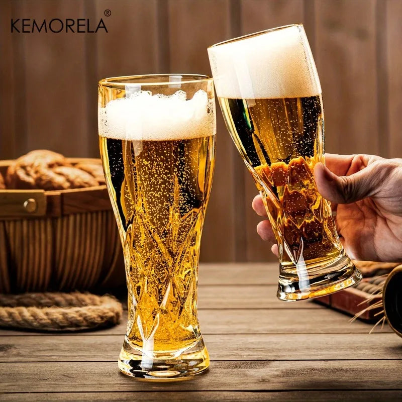 KEMORELA 400ml Glass Beer Mugs – 1 or 2 Pack | Party Drinkware Glass Beer Mug Axl