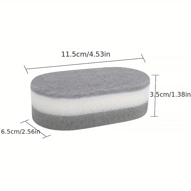 Oval Double-Sided Scouring Sponge – Gray & White Cleaning Pad Scouring Sponge Axl