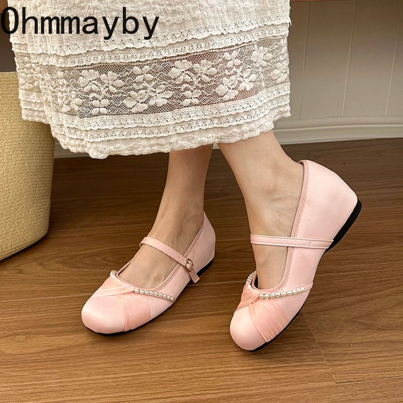 Satin Mary Jane Flats – Women's Elegant Party Dress Shoes Mary Jane Flats Axl