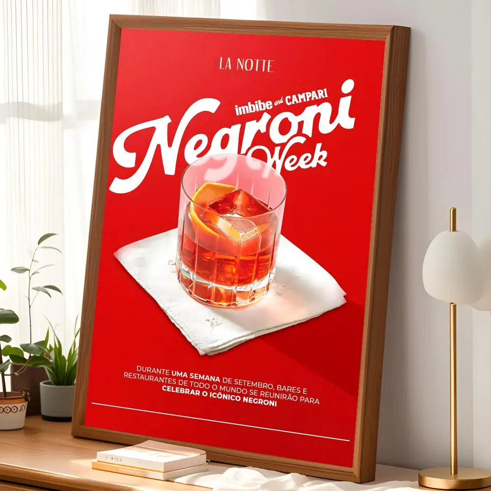 Cocktail Negroni Wall Art Poster – Self-Stick Waterproof Decor Wall Art Poster Axl