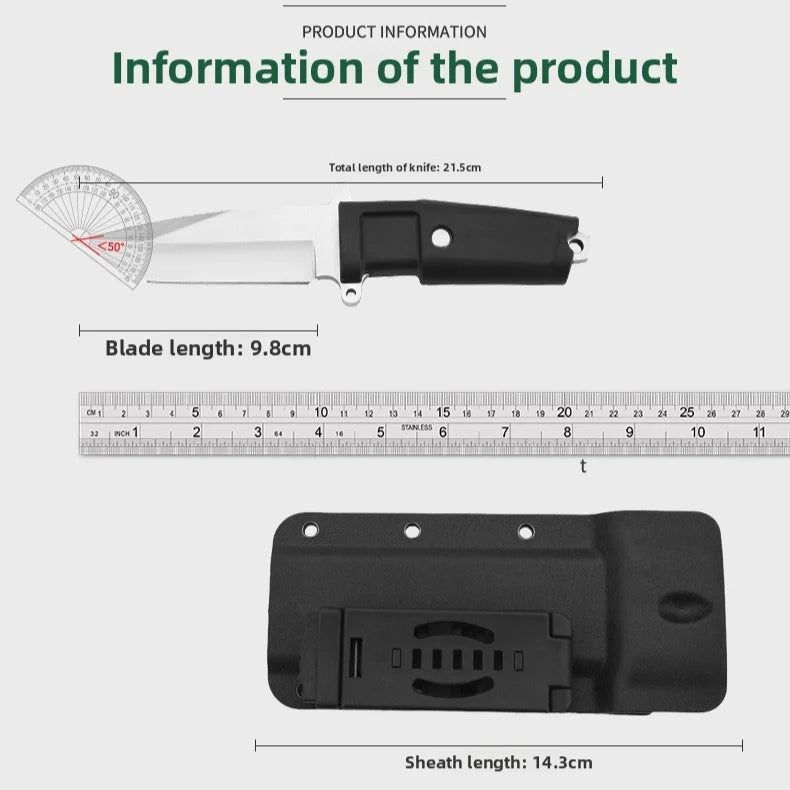 FL FLYWOD D2 Steel Fixed Blade Jungle Knife with Sheath Fixed Blade Knife Axl