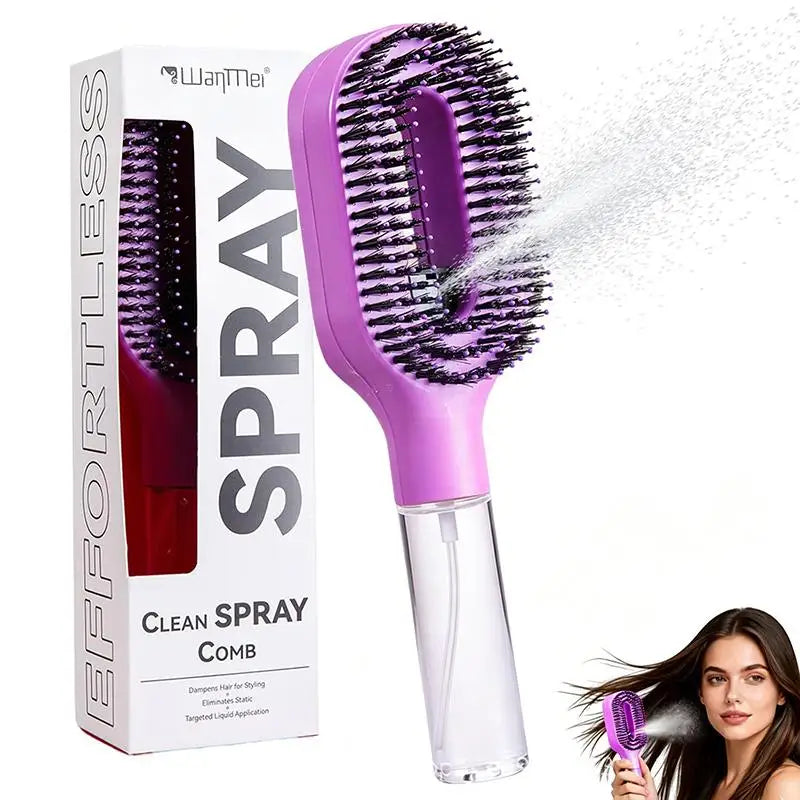 2-in-1 Detangling Spray Hair Brush with Refillable Mist Tank Spray Detangling Brush Axl A1