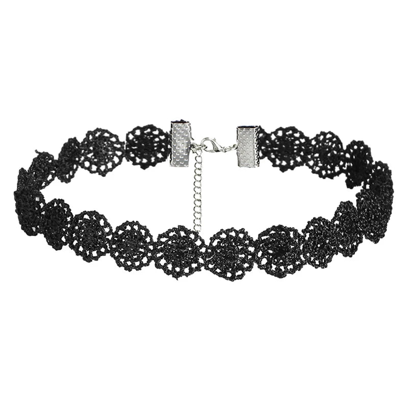6-Piece Gothic Velvet & Lace Choker Necklace Set – Black Choker Necklace Set Axl