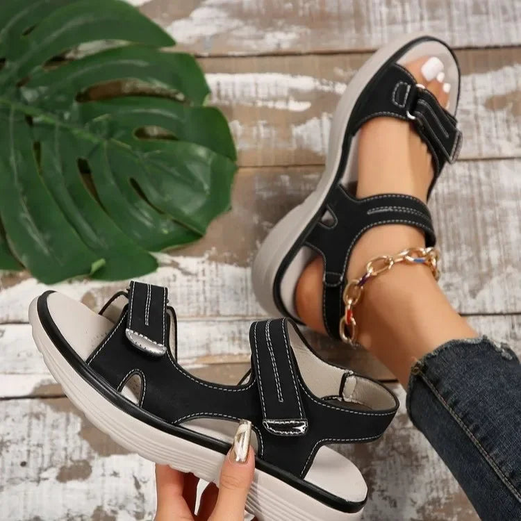 YBQJOO Women's Wedge Platform Sandals – Non-Slip Beach Wedge Platform Sandals Axl Black 36