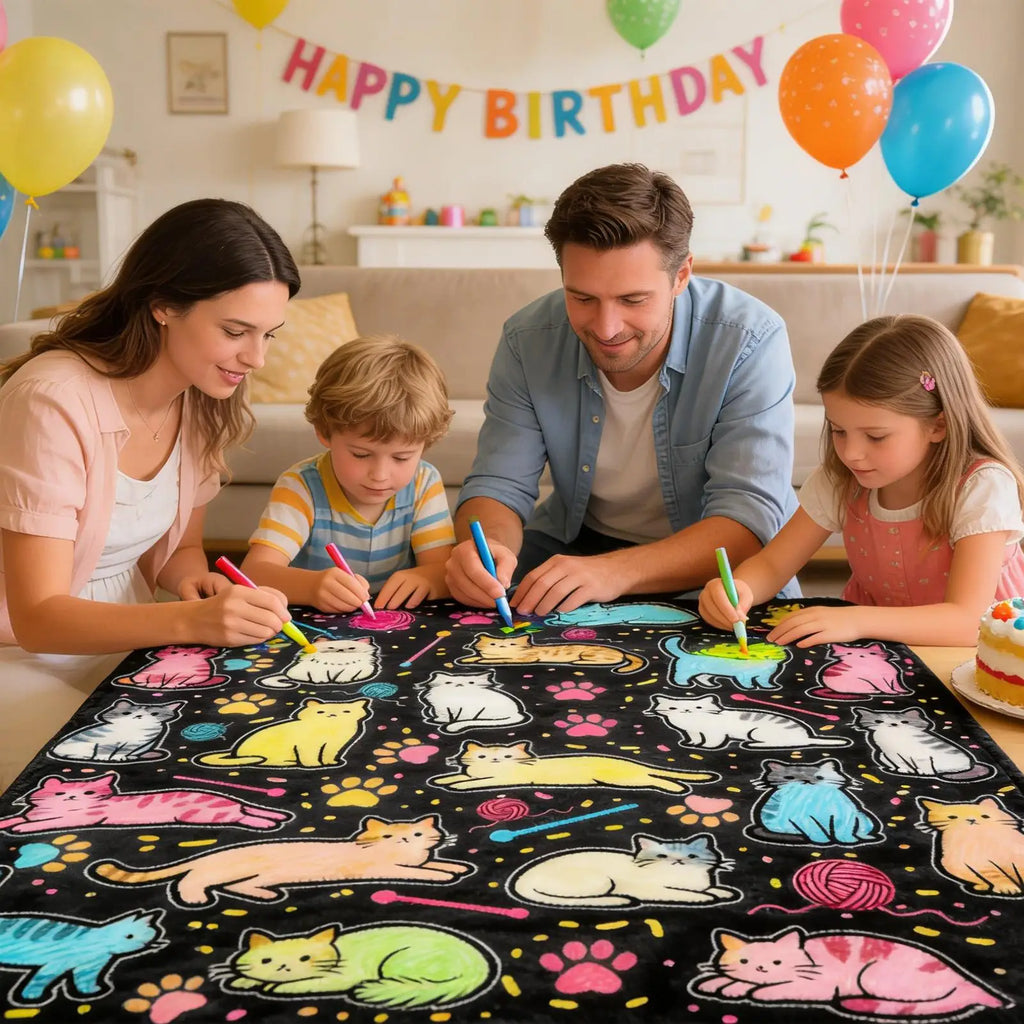 DIY Coloring Blanket with 24 Markers – Cartoon Art Throw DIY Coloring Blanket Axl