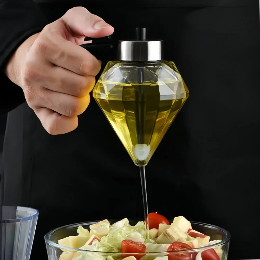 Diamond Glass Oil Dispenser – Leak-Proof Press Pour Bottle Oil Dispenser Bottle Axl