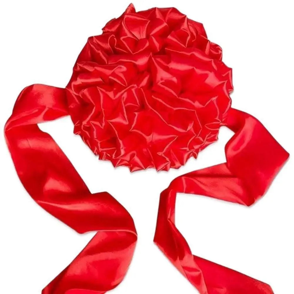 Red Satin Flower Ball with Ribbon – Wedding & Ceremony Decor Ceremony Flower Ball Axl