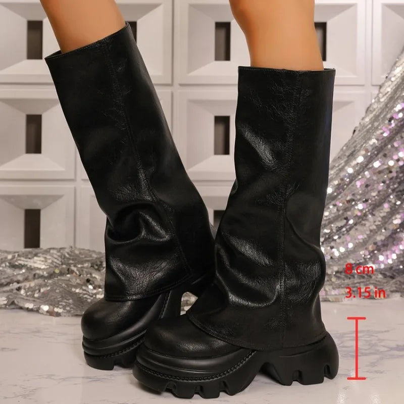 Women's Wedge Ankle Boots – Slip-On PU Chelsea Boots Wedge Ankle Boots Axl