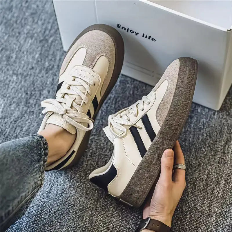 Men's Casual Lace-Up Sneakers – Breathable Leather Walking Shoe Men's Casual Sneakers Axl