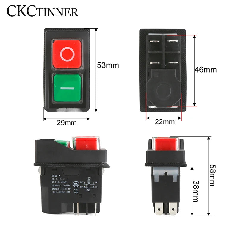 IP55 Electromagnetic Push Button Safety Switch 110V/220V 15A Push Button Switch Axl