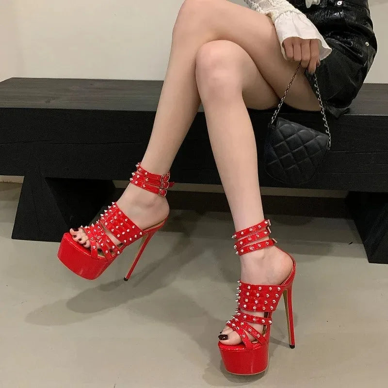 Women's Studded Platform Stiletto Sandals | Gothic Gladiator Platform Stiletto Sandals Axl