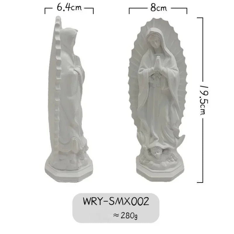Virgin Mary Resin Figurine – Madonna Home & Porch Decor Religious Figurine Axl White