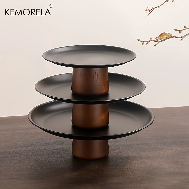KEMORELA Acacia Wood Cake Stand – Footed Dessert Display Tray Wooden Cake Stand Axl