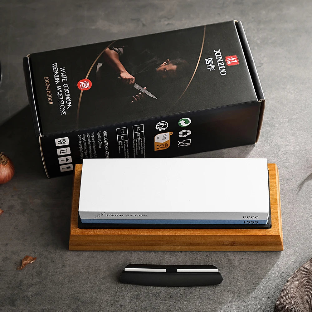 XINZUO 1000/6000 Grit Whetstone Knife Sharpener + Angle Guide Whetstone Sharpener Axl