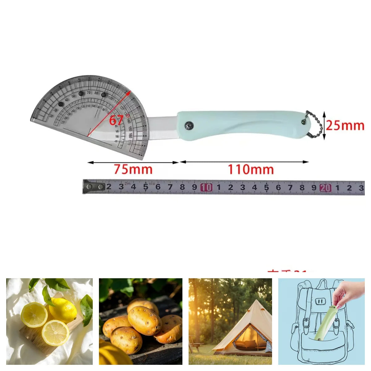 Folding Ceramic Fruit Knife – Portable Paring Knife with Sleeve Ceramic Paring Knife Axl
