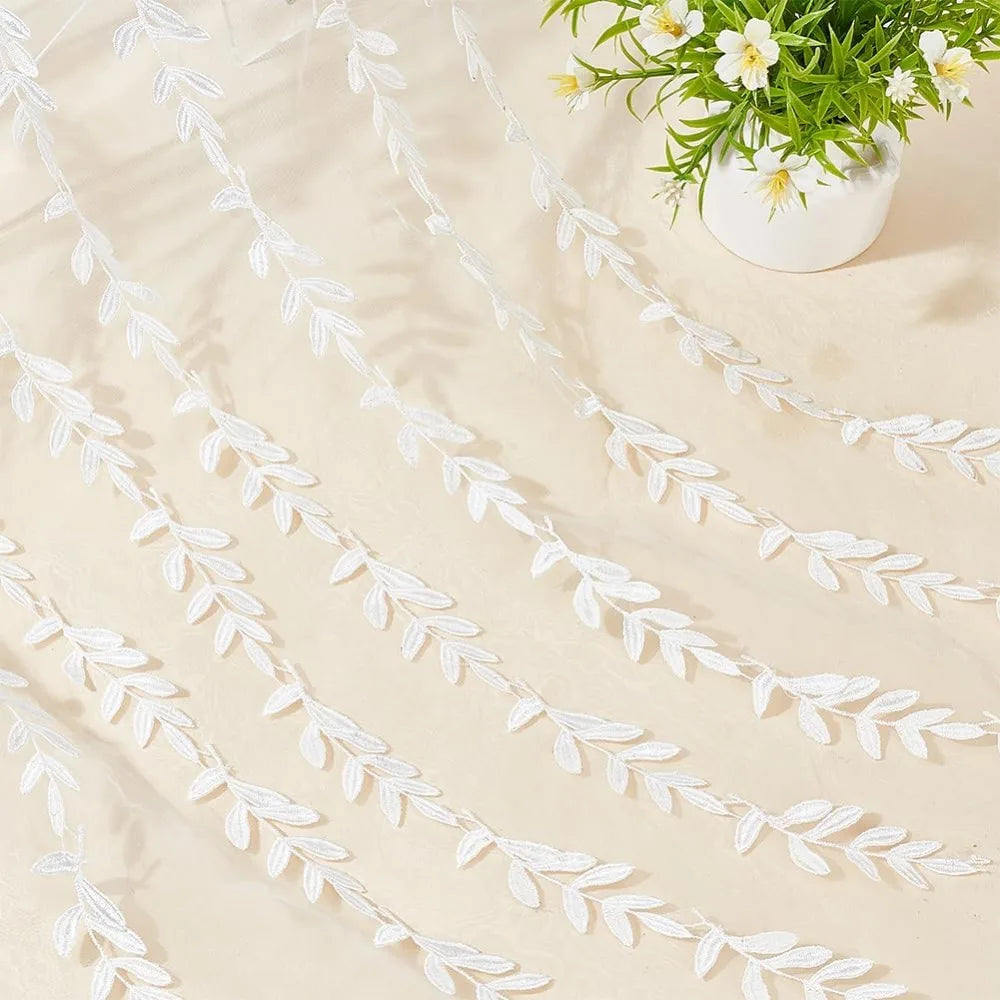 15 Yards White Leaf Lace Trim Ribbon – 1 Inch Polyester Craft Craft Lace Ribbon Axl