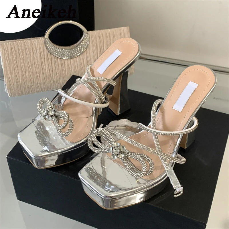 Crystal Butterfly-Knot Platform High Heel Sandals for Women Platform High Heel Sandals Axl