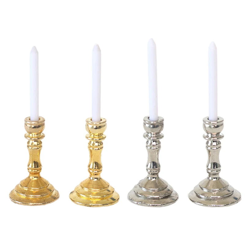 1:12 Dollhouse Miniature Candle Holder Candlestick Pair Dollhouse Accessory Axl