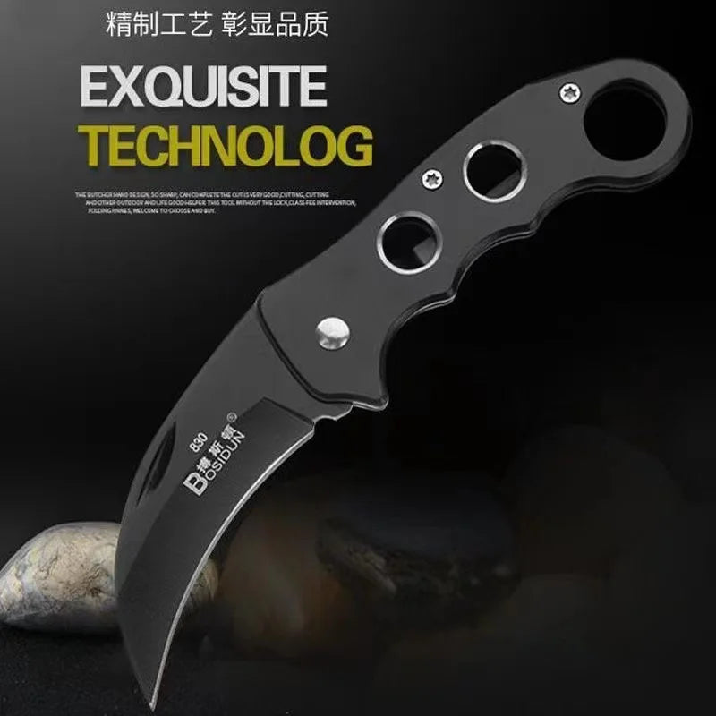 Eagle Claw Wolf Folding Knife – Curved Camping Survival Pocket Folding Pocket Knife Axl