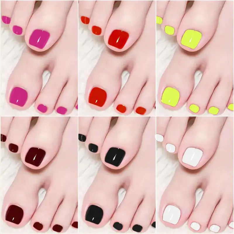 96 Pcs Short Square Press-On False Toenails – Full Cover Kit Press-On Toenails Axl