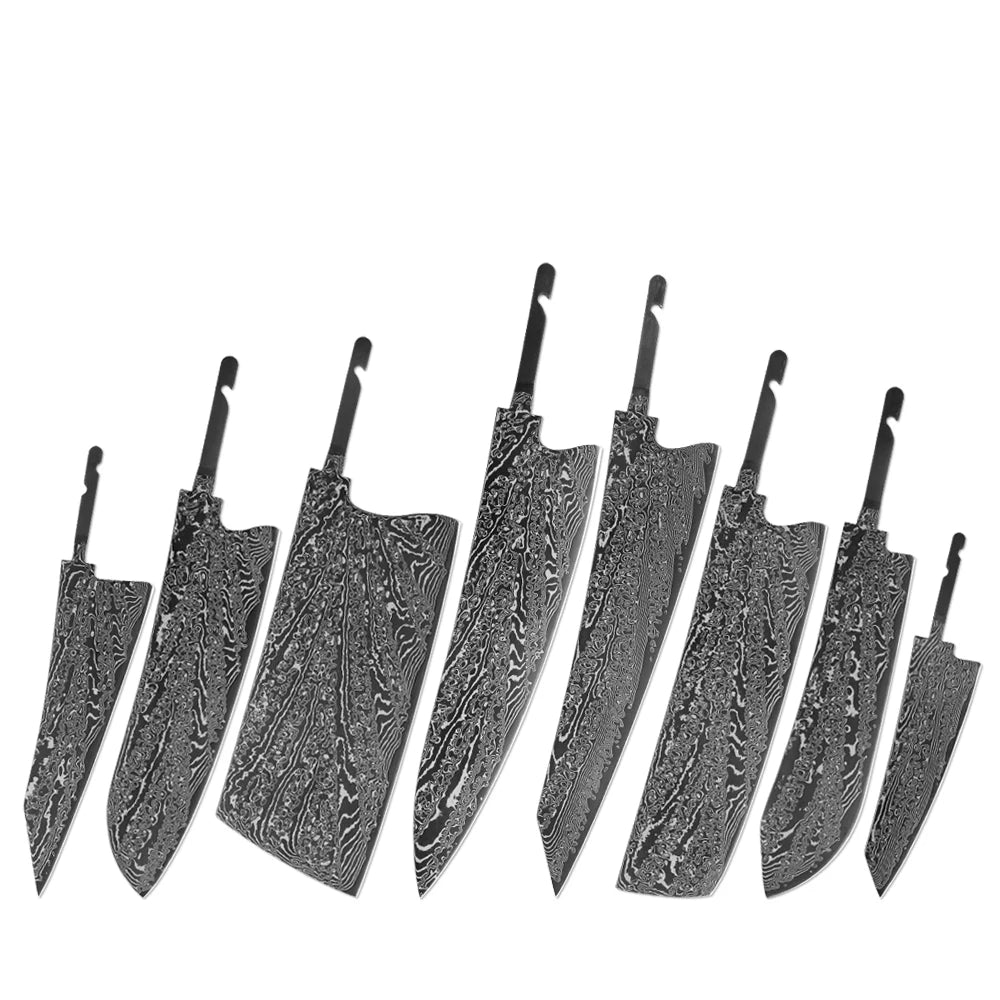 Damascus Steel Knife Blank Set 1–8 PCS | DIY Kitchen Blade Knife Blank Set Axl Paring knife