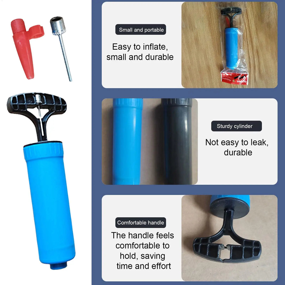 Portable Hand Push Ball Inflator Pump with Needle & Nozzle Ball Inflator Pump Axl