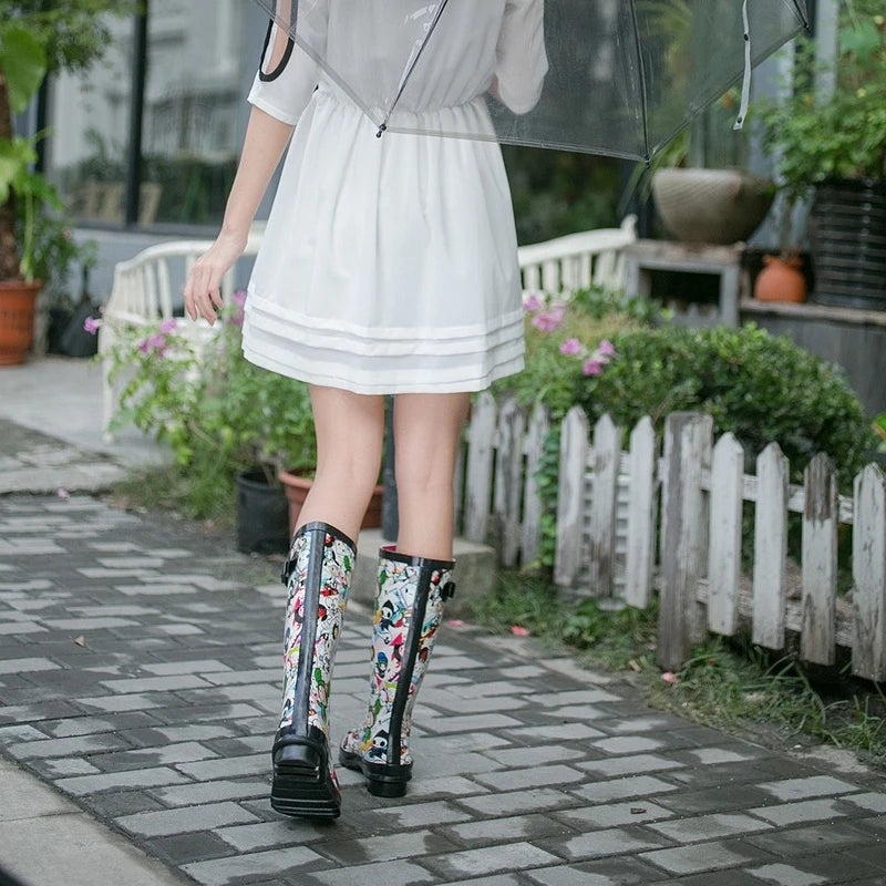 Women's Cartoon Mid-Calf Rain Boots – Non-Slip Waterproof Women's Rain Boots Axl