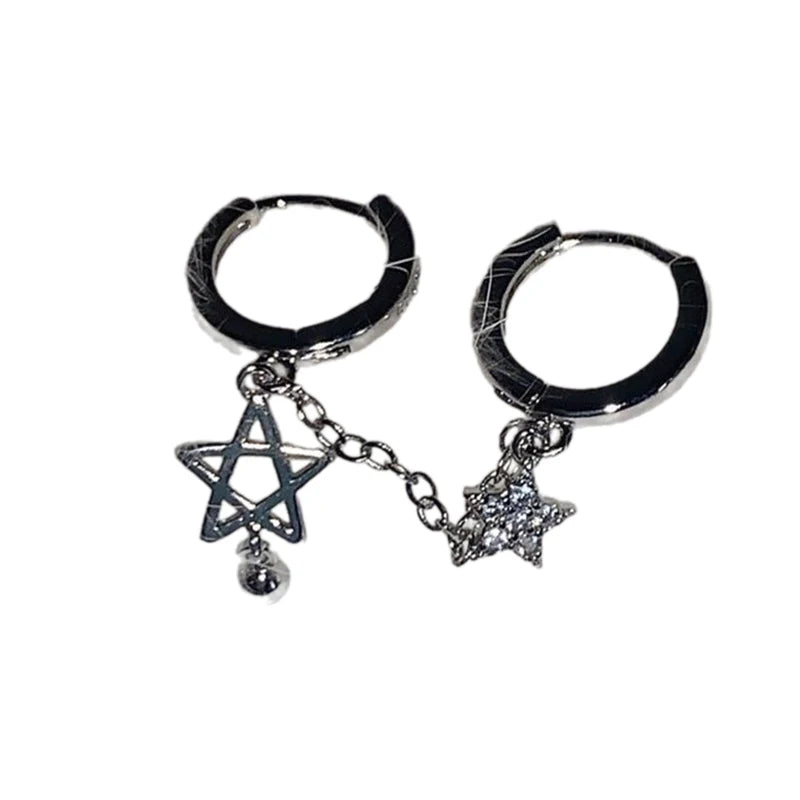 Silver Star Chain Double Ear Cuff Y2K Earrings for Women Fashion Earrings Axl OneSize