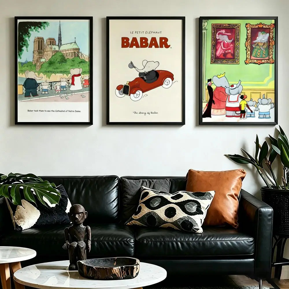 Babar Cartoon HD Wall Poster – Waterproof Sticky Home Decor Wall Art Poster Axl