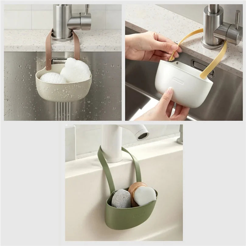 Kitchen Sink Hanging Drain Basket – Sponge & Soap Holder Sink Organizer Basket Axl