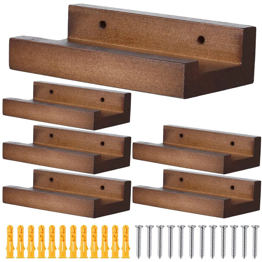 6-Pack Wall Mounted Vinyl Record Shelf – Rustic Bamboo Wall Record Shelf Axl