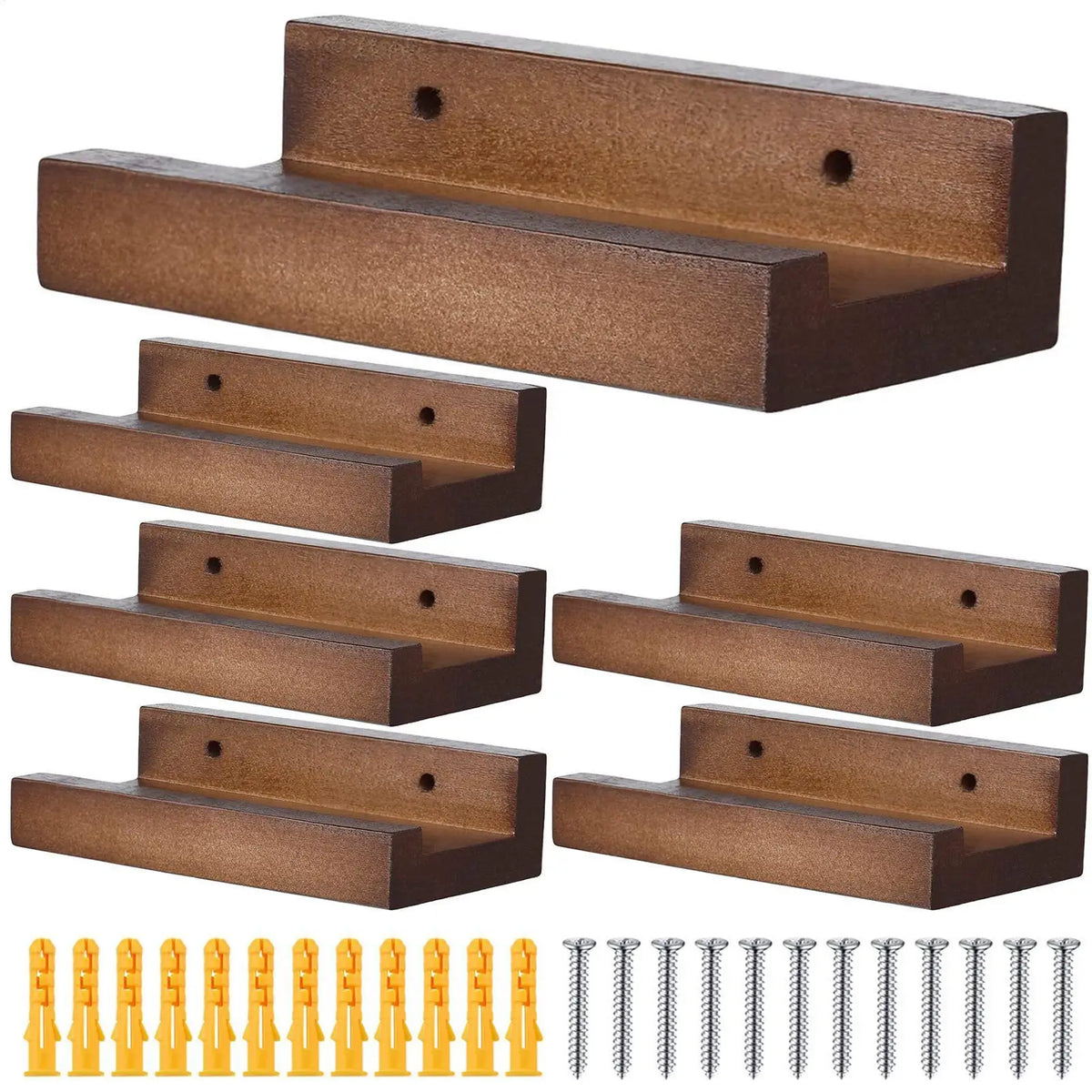6-Pack Wall Mounted Vinyl Record Shelf – Rustic Bamboo Wall Record Shelf Axl