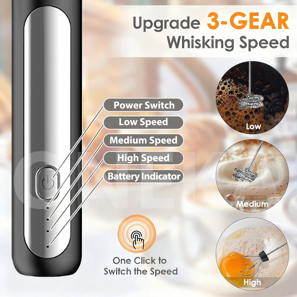 Rechargeable Handheld Milk Frother Wand & Egg Whisk Foam Maker Milk Frother Wand Axl