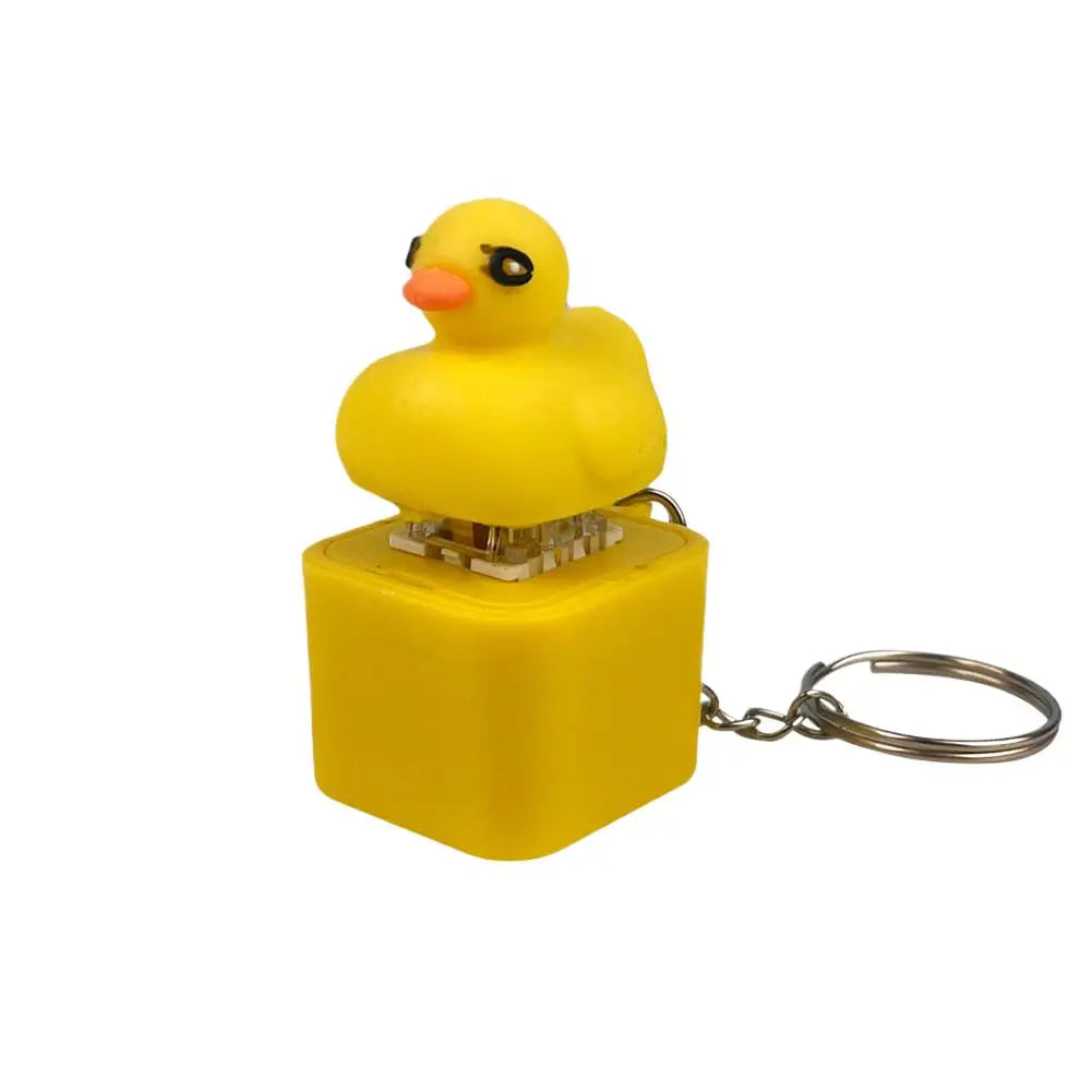 Cute Yellow Duck Keycap Keychain – Sound & Light 3D Charm Novelty Keychain Charm Axl A