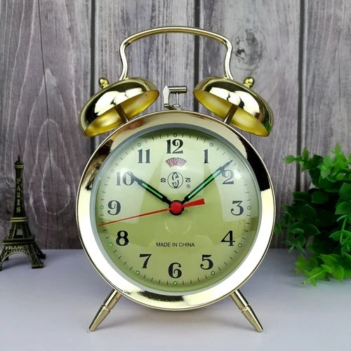Vintage Gold Mechanical Alarm Clock – Silent Metal Desk Clock Mechanical Alarm Clock Axl 11.5X17CM 3