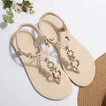 Women's Bohemian Rhinestone Flat Sandals – Beaded Beach Shoes Flat Sandals Axl Creamy-white 37