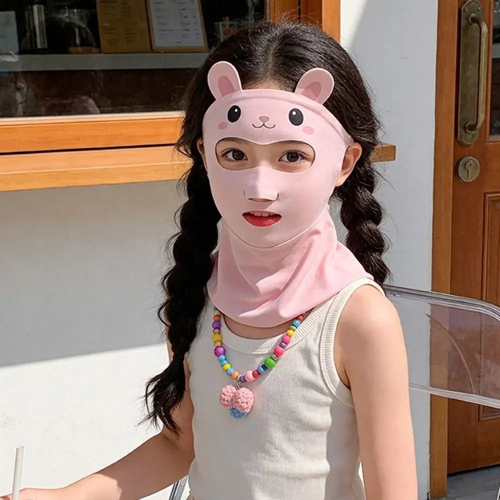 Kids Rabbit UV Face Mask UPF 50+ Cooling Ice Silk Neck Shield Kids Sun Mask Axl