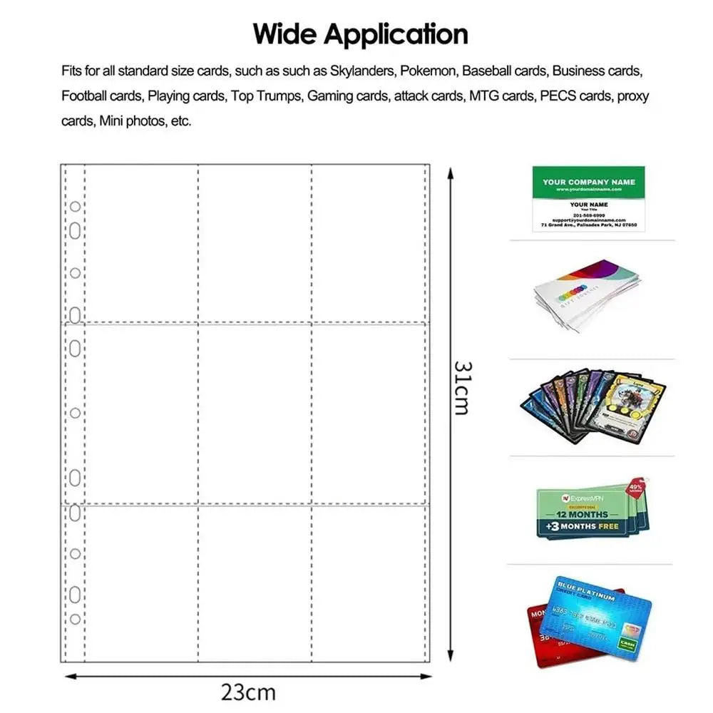 A4 Clear Photo Album Refill Pages – 4-Ring Binder Card Sleeves Binder Refill Pages Axl