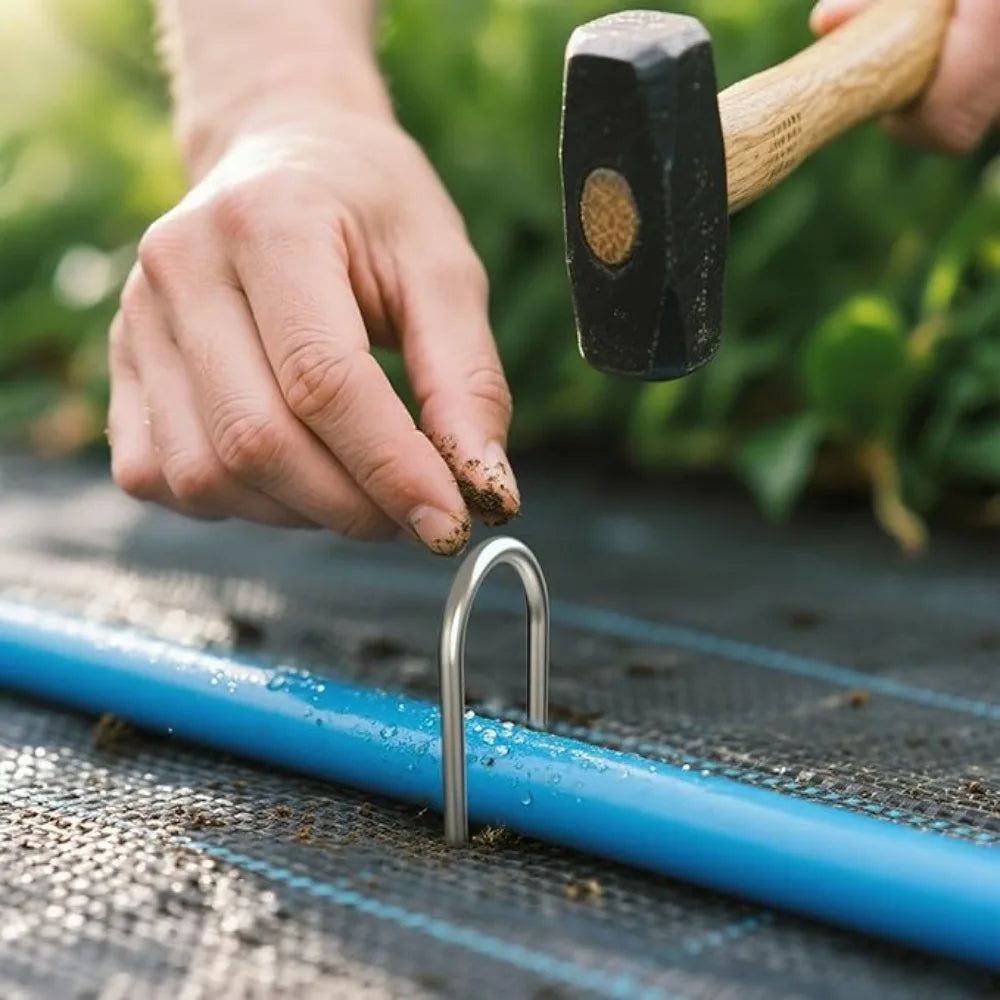 10-Pack U-Type Metal Garden Staples – Galvanized Sod Pins Garden Ground Stakes Axl