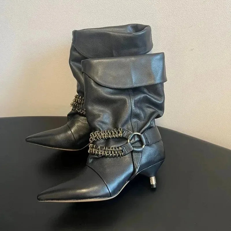 Women's Retro Pointed Toe Kitten Heel Ankle Boots | Suede Women's Ankle Boots Axl