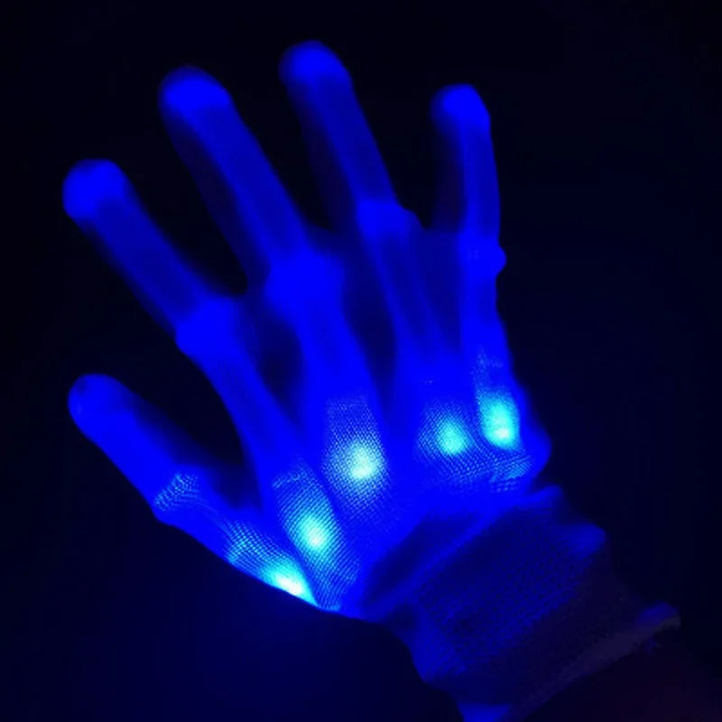 LED Light-Up Skull Gloves – Halloween Party Glow Gloves LED Party Gloves Axl Blue