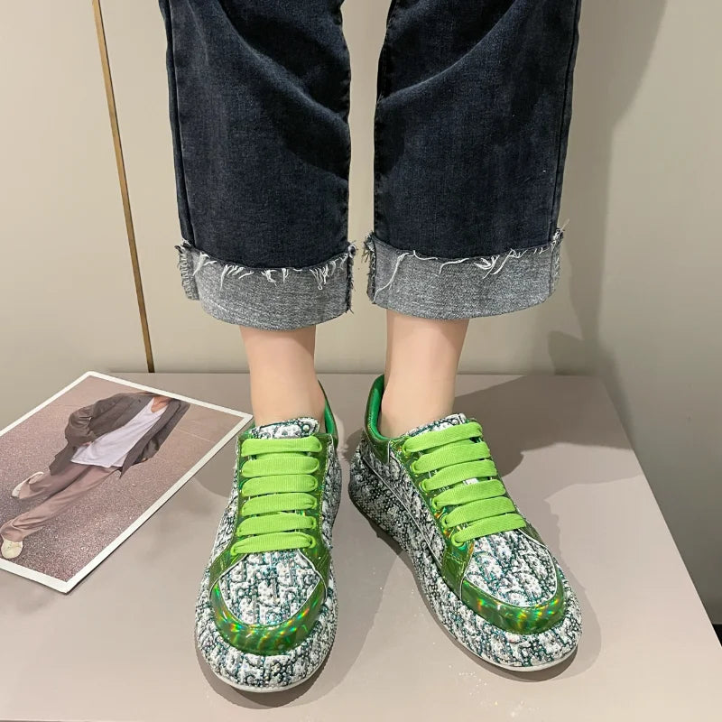 Women's Rhinestone Handmade Diamond Thick Sole Fashion Sneakers Fashion Sneakers Axl