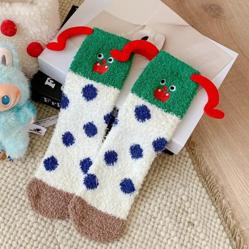 Women's Fluffy Coral Fleece Socks – 3D Dog Ear Cartoon Design Novelty Fluffy Socks Axl A9 One Size