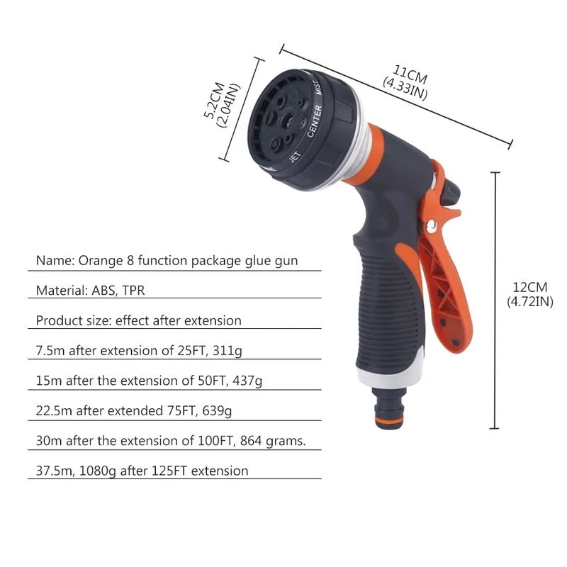 8-Function Adjustable Garden Hose Spray Gun | Car & Home Wash Garden Spray Gun Axl